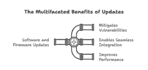 Image of a graph displaying positive data trends, featuring the Datafieldusa logo and highlighting 'Benefits of Network Updates,' aligning with the page's focus on the advantages of modernizing network systems.