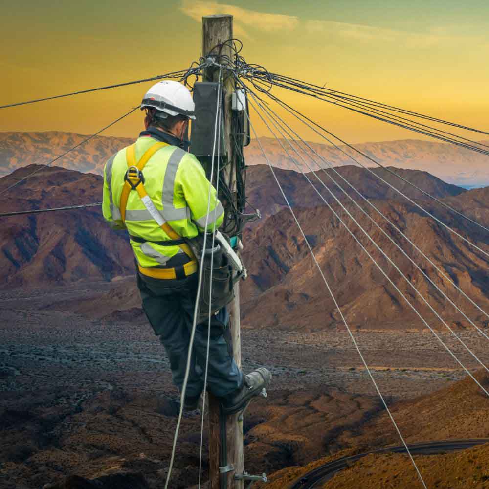 Image capturing a man working, featuring DataField Technology Services and highlighting Pole Line Analysis, ensuring alignment with the page's context.