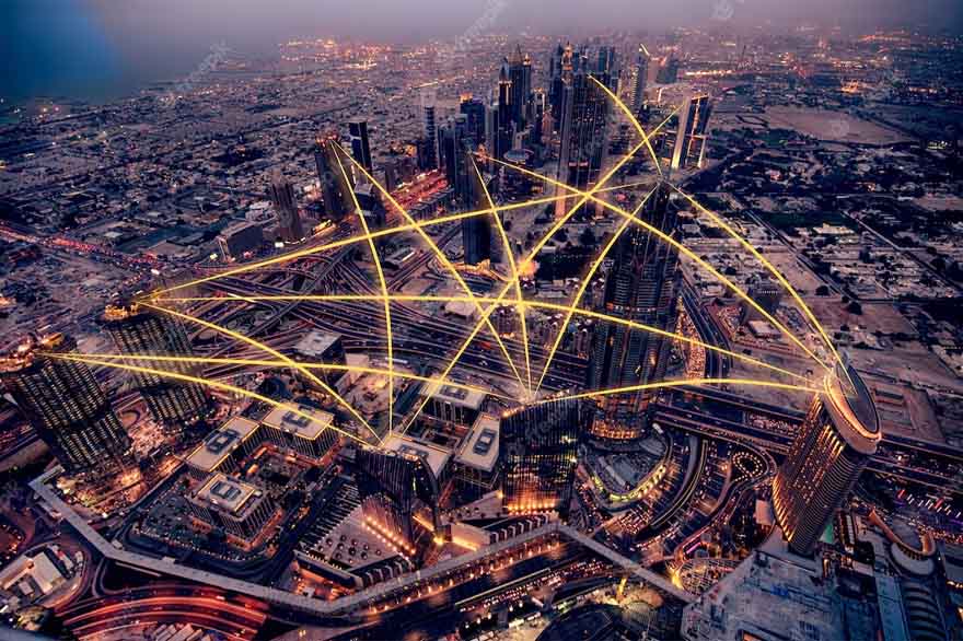 Buildings with yellow lines, showcasing Datafield Technology Services, and emphasizing The Future of Networking: 5G and Beyond, in perfect alignment with the page's context.